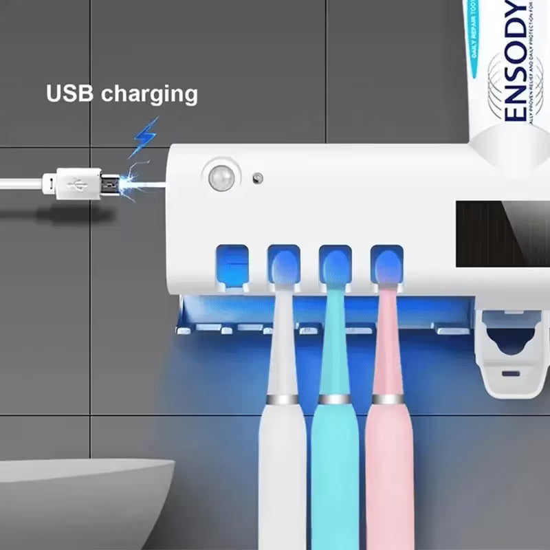Porta Cepillos UV con Dispensador Automático y Carga USB
