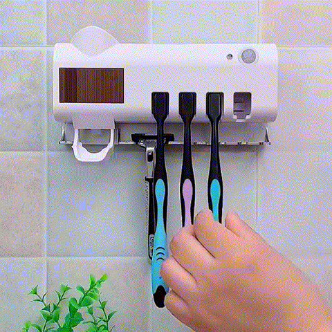 Porta Cepillos UV con Dispensador Automático y Carga USB